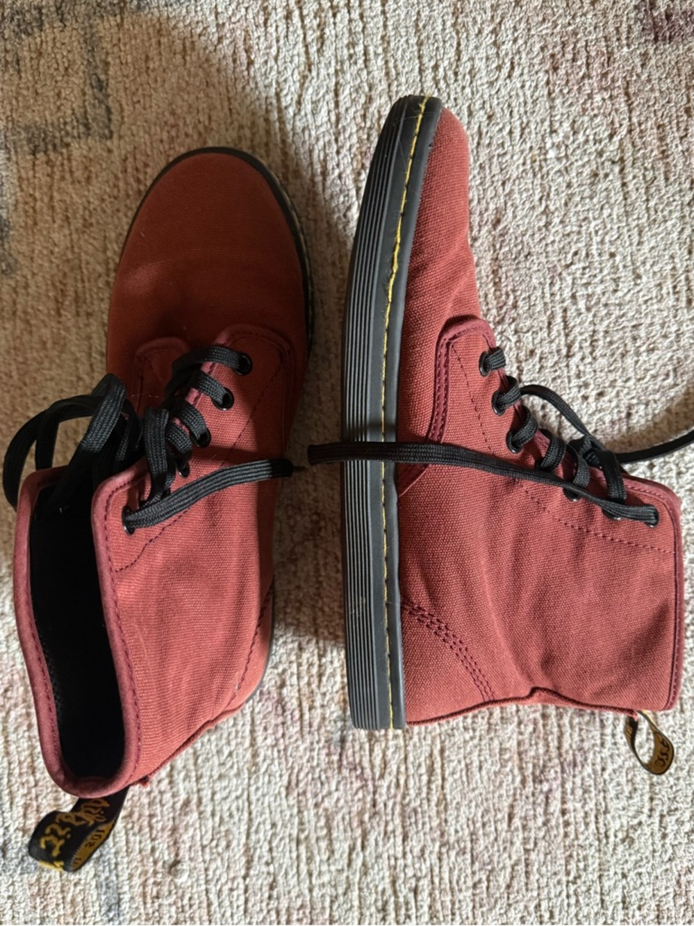 Dr. Martens Shoreditch Canvas Boots Womens 7 Red Lace Up Combat Ankle Docs EU 38 - Picture 2 of 7